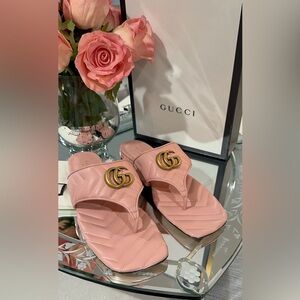 Double G Logo Leather Slides